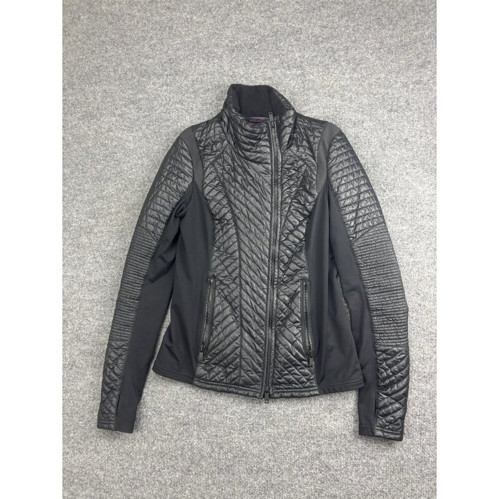 Zella Jacket Womens Small Black Quilted Mixed Media Softshell Full Zip Moto